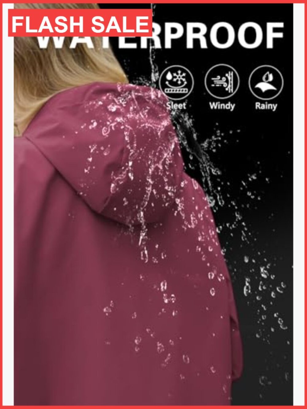 Long Packable Rain Jacket Women Waterproof Lightweight Hooded Windbreaker - Picture 3 of 7